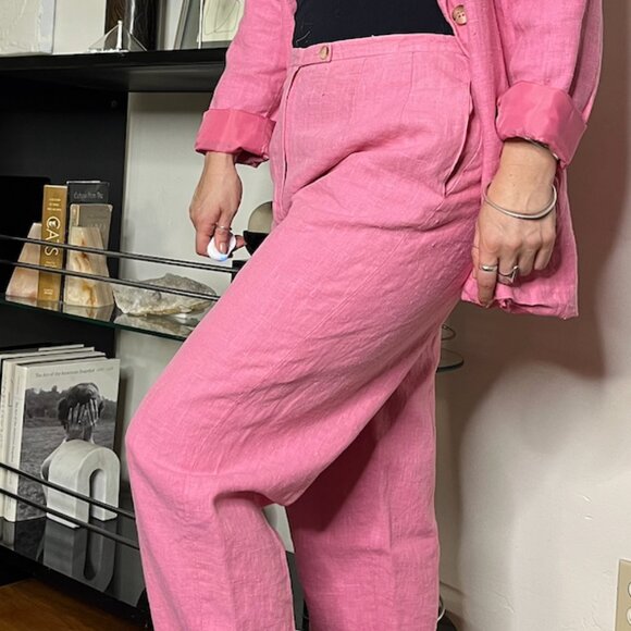 100% Linen Harvé Benard Suit 90's Vintage Suit - Picture 5 of 11